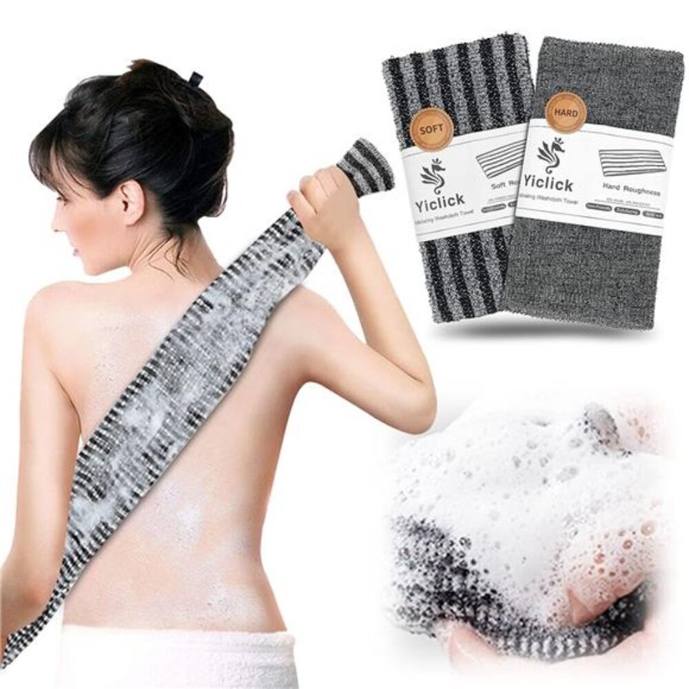 Yiclick 2 Pack Exfoliating Washcloth Towel - Body Scrubber Exfoliator, Loofah